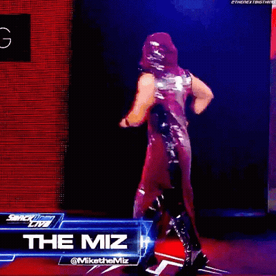 Wrestler Standing Before The Miz Sign GIF
