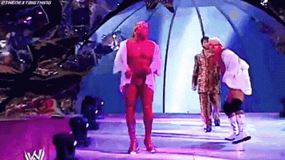 Wrestler Standing On Stage Without Shirt GIF