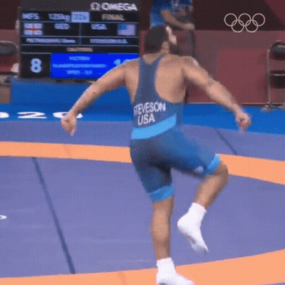 Wrestler Steveson Jumping In Air GIF