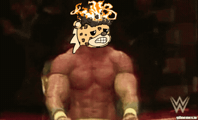 Wrestler With Flames From Head And W Logo GIF