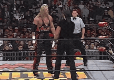 Wrestler With Idas Shirt In Ring GIF