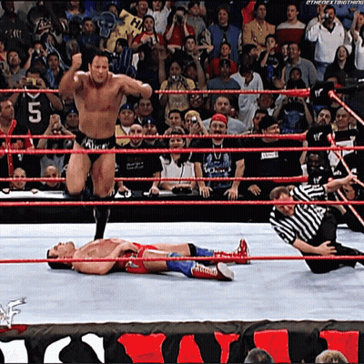Wrestler With Number 5 Jumping GIF