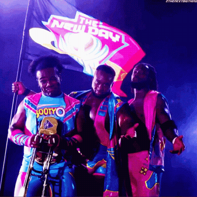 Wrestlers Holding New Day Flag GIF