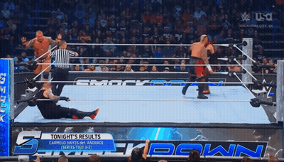 Wrestlers In A Wrestling Ring With The Words Tonight 'S Results GIF