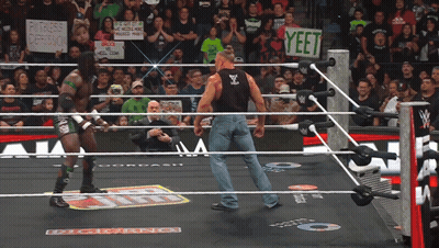 Wrestlers In Ring Saying Yeet GIF