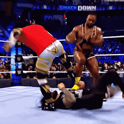 Wrestlers In Ring Smack Down GIF