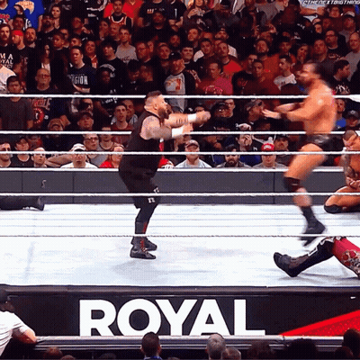 Wrestlers In Ring With Royal Sign GIF