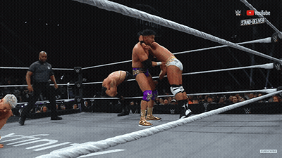 Wrestlers In Ring With YouTube Ad GIF