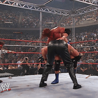 Wrestlers In Wrestling Ring With W Logo GIF