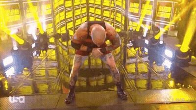 Wrestlers On Red Carpet In Front Of Crowd GIF