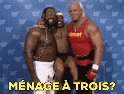 Wrestlers Pose Ménage À Trois GIF