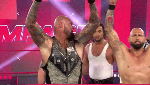 Wrestlers Standing In Ring Kevin Name Tag GIF