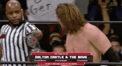 Wrestling Match Between Dalton Castle And The Boys With Referee GIF