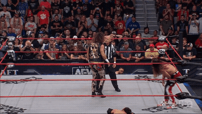 Wrestling Match In Front Of Crowd Saying AEW GIF