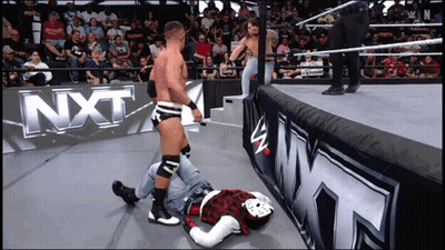 Wrestling Match In Front Of NXT Sign GIF