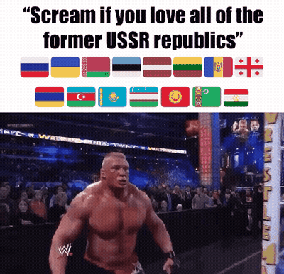 Wrestling Match Saying Scream If You Love All of the Former USSR Republics