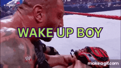 Wrestling Match Saying Wake Up Boy GIF