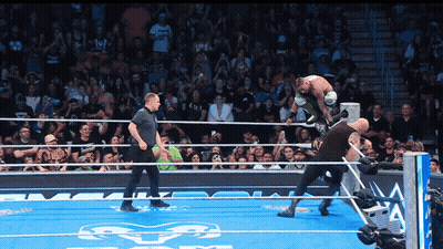 Wrestling Match Smackdown On Blue Mat GIF