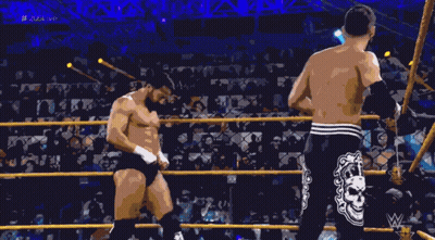 Wrestling Match With W Logo GIF