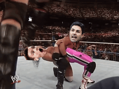 Wrestling Match With W Logo GIF