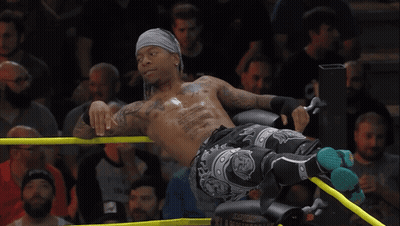 Wrestling Ring Man With Bandana Smiling Down GIF