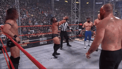Wrestling Ring With Fence Saying Blood Nuts GIF