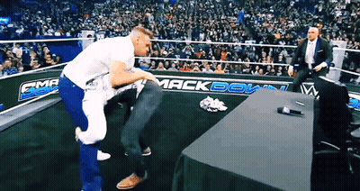 Wrestling Ring With Mackdown On Wall GIF