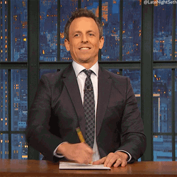 Writing Seth Meyers GIF
