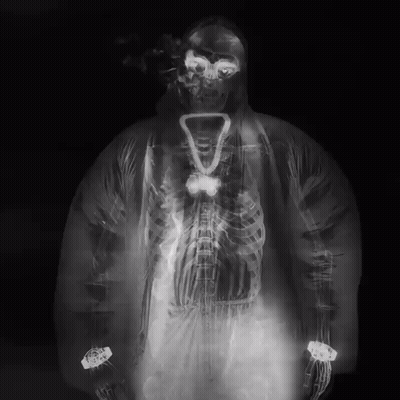 X-Ray Person Smoking Cigarette And Necklace GIF