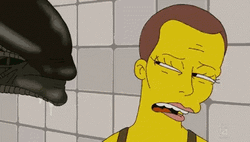 Xenomorph Kissed The Simpson Character GIF