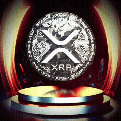 XRP Coin On Podium Red Background GIF