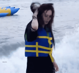 Xu Yiyang In Swimming Vest Funny Beach GIF