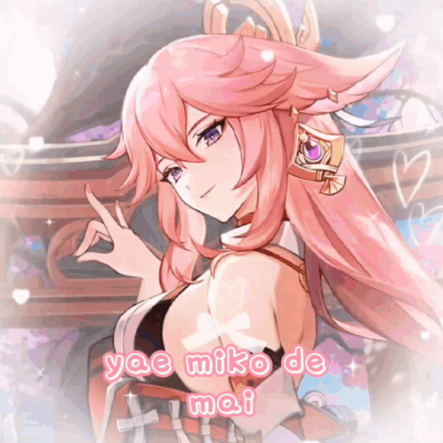Yae Miko Girl With Pink Hair GIF