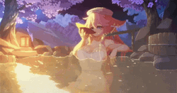 Yae Miko Hot Spring Drink GIF