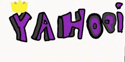 Yahoo Logo With Purple Black And Yellow Crown GIF