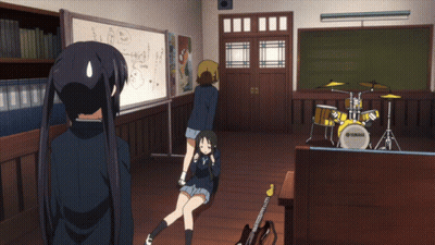 Yamaha Drum Set In Classroom With Two Girls GIF
