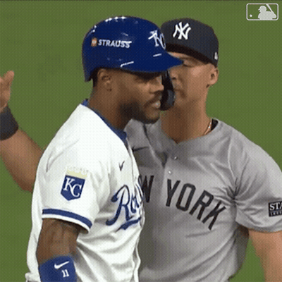Yankees And Royals Baseball Players Talking GIF