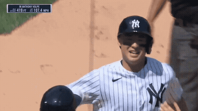 Yankees Baseball Player In Striped Shirt GIF