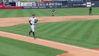 Yankees Baseball Player Running To Home Plate GIF