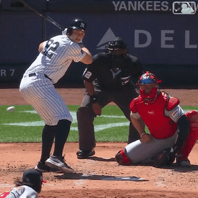 Yankees Baseball Player Swinging