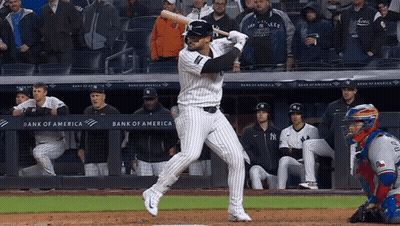 Yankees Player Swinging At Pitch GIF