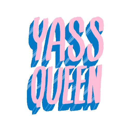 Yass Queen Pink And Blue Letters Sticker