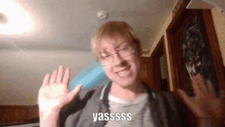 Yasss Nerdy Guy Wearing Eyeglasses Happy Dance GIF