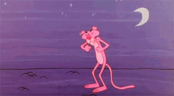 Yawning Pink Panther In Night GIF