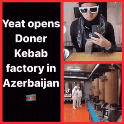 Yeat Opens Doner Kebab Factory In Azerbaijan With Woman Taking Selfie GIF
