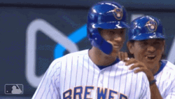 Yelich High Five Teammates GIF