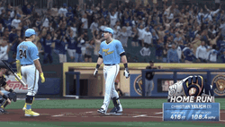 Yelich Tap Hug Teammate GIF