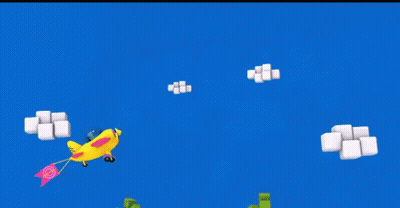 Yellow Airplane With Pink Tail GIF