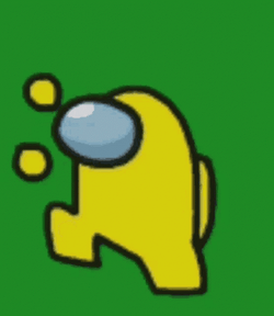 Yellow Among Us Green Background GIF