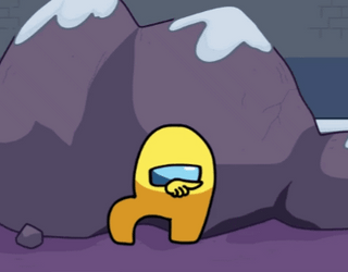 Yellow Among Us Stomp One Foot Hand Round GIF